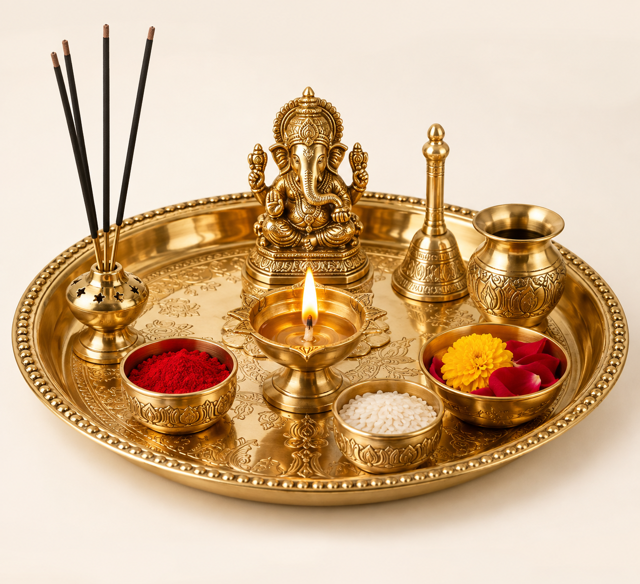 सजी हुई पूजा थाली